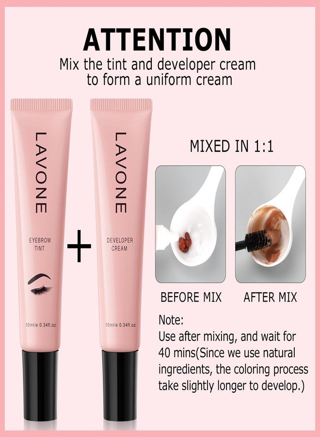 LAVONE Eyebrow Color Kit with Brow Color & Eyebrow Pencil, 2-in-1 Natural Effects Eyebrow Makeup Set, Easy & Safe to Use 10ml - Dark Brown - Image 4