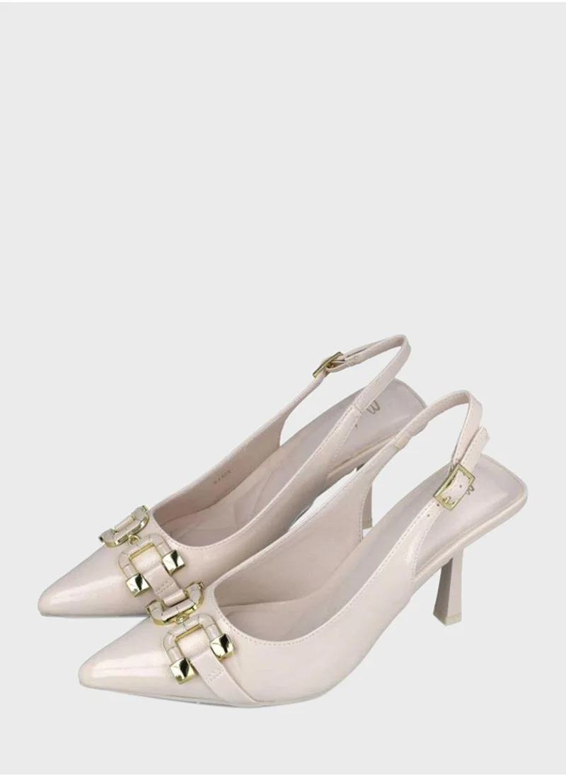 منبور Pointed Toe Mid Heel Pumps