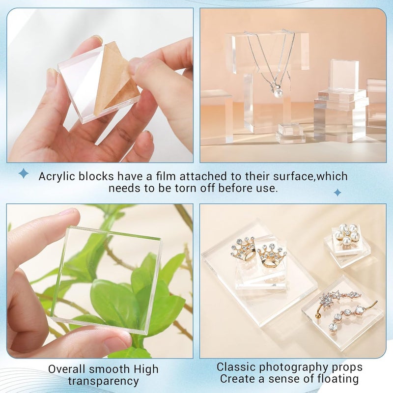 Marsui 10 Pcs Acrylic Cubes for Display Product Photography Props Transparent Acrylic Block Set for Boutique Jewelry Cosmetic Crafts Closet Show - Image 3