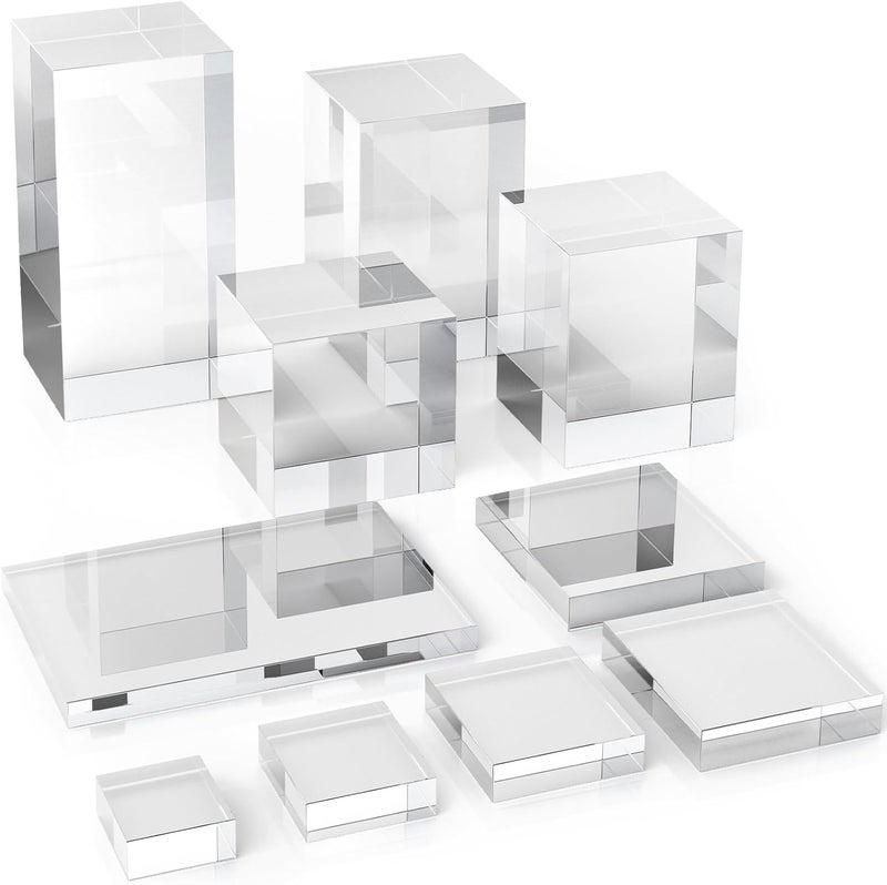 Marsui 10 Pcs Acrylic Cubes for Display Product Photography Props Transparent Acrylic Block Set for Boutique Jewelry Cosmetic Crafts Closet Show - Image 1