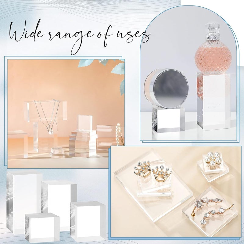 Marsui 10 Pcs Acrylic Cubes for Display Product Photography Props Transparent Acrylic Block Set for Boutique Jewelry Cosmetic Crafts Closet Show - Image 4