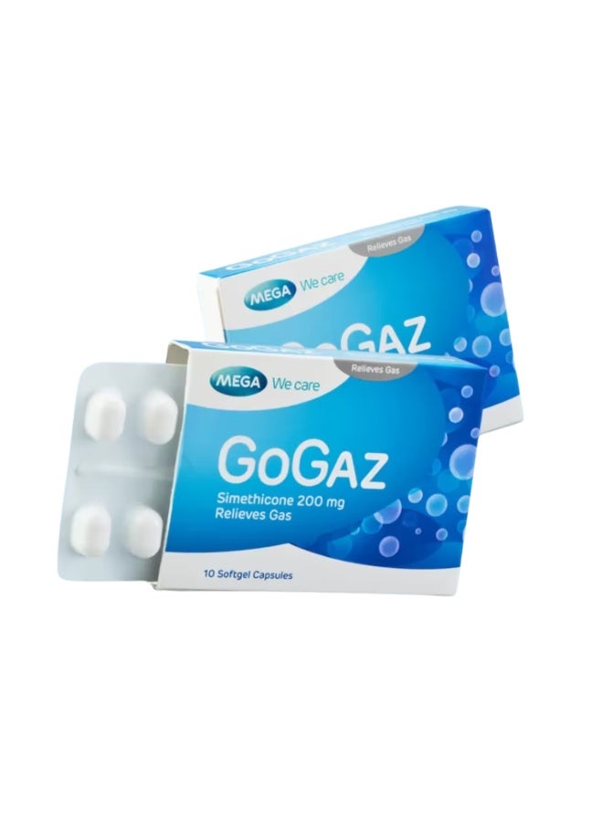 MEGA GOGAZ 200mg Softgel Capsules 30's | Simethicone Anti-Gas Relief | Fast Acting Formula for Bloating, Flatulence & Abdominal Discomfort | Soft Gel Capsules - Image 2