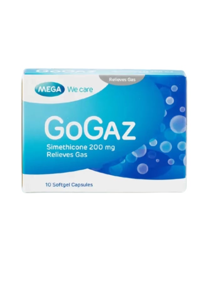 MEGA GOGAZ 200mg Softgel Capsules 30's | Simethicone Anti-Gas Relief | Fast Acting Formula for Bloating, Flatulence & Abdominal Discomfort | Soft Gel Capsules - Image 1