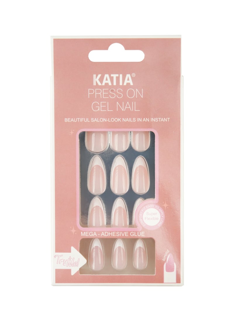 KATIA Press On Gel  Almond French Nails - 105 