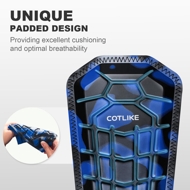 COTLIKE Soccer Shin Guards Kids Youth, Ski Shin Guard Sleeves for Boys Girls Adults Men Women, Protective Soccer Equipment for 2-18 Years Old Boys Girls, High Impact Resistant Breathable Comfortable(Blue,XS) - Image 4