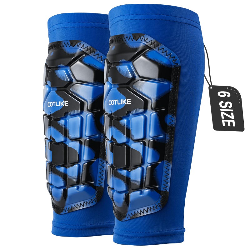 COTLIKE Soccer Shin Guards Kids Youth, Ski Shin Guard Sleeves for Boys Girls Adults Men Women, Protective Soccer Equipment for 2-18 Years Old Boys Girls, High Impact Resistant Breathable Comfortable(Blue,XS) - Image 1