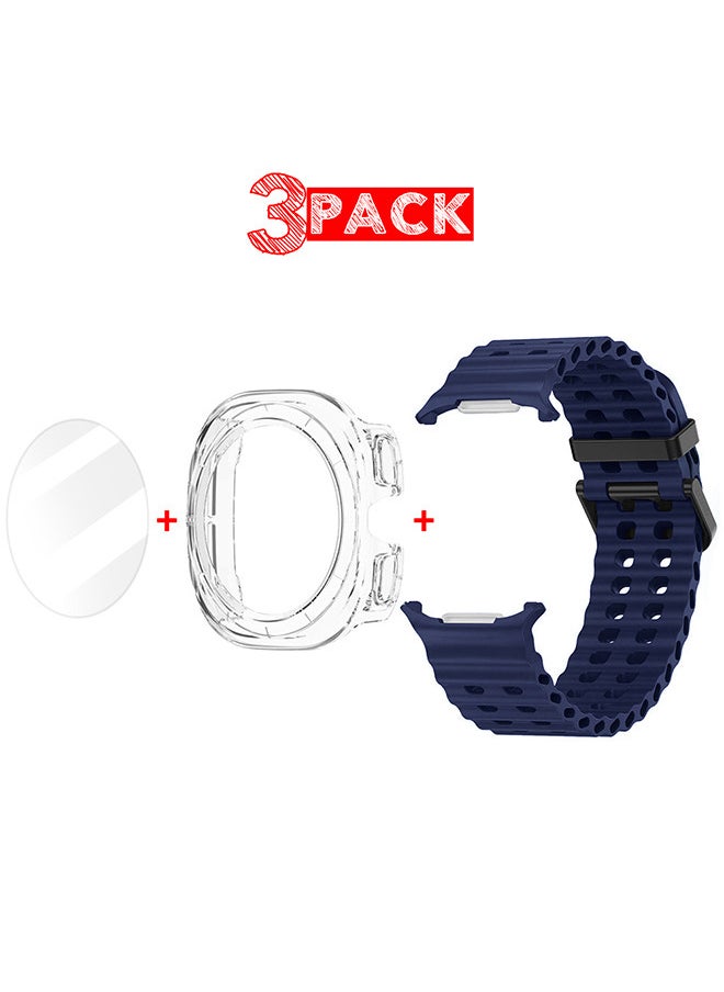 CATANES (for Samsung Galaxy Watch 7 Ultra) 3 Packs Silicone Band, Case and Screen Protector, Soft Ocean Silicone Sport Strap Replacement Accessory  - Image 1