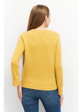 VERO MODA Women Round Neck Ribbed Sweater, Mustard  - Image 4
