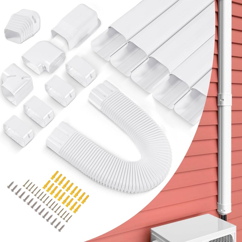 LyPrem 10Ft Mini Split Line Set Cover 3" PVC Line Cover Kit for Mini Split and Central Air Conditioner & Heat Pump(White) - Image 1