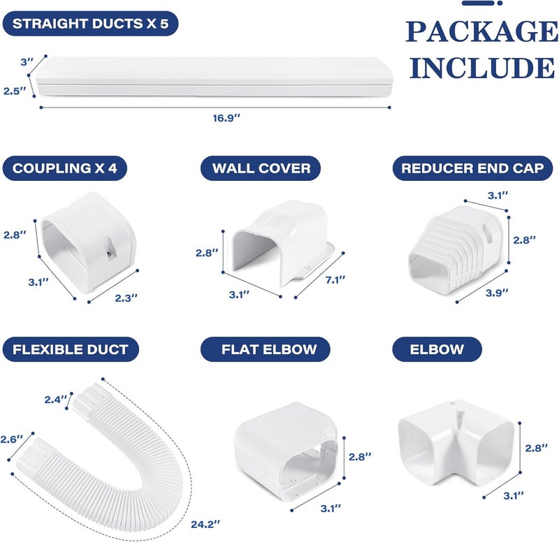 LyPrem 10Ft Mini Split Line Set Cover 3" PVC Line Cover Kit for Mini Split and Central Air Conditioner & Heat Pump(White) - Image 2
