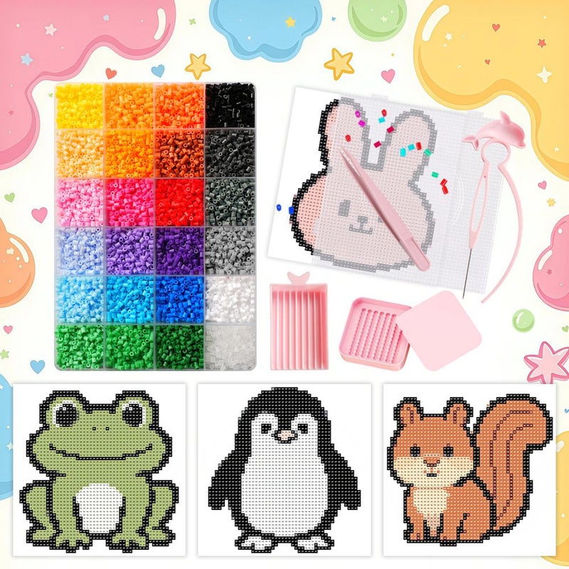 12013pcs 2.6mm Melting Beads Set Rabbit Frog Penguin Squirrel Fuse Beads Making Kit - Image 1