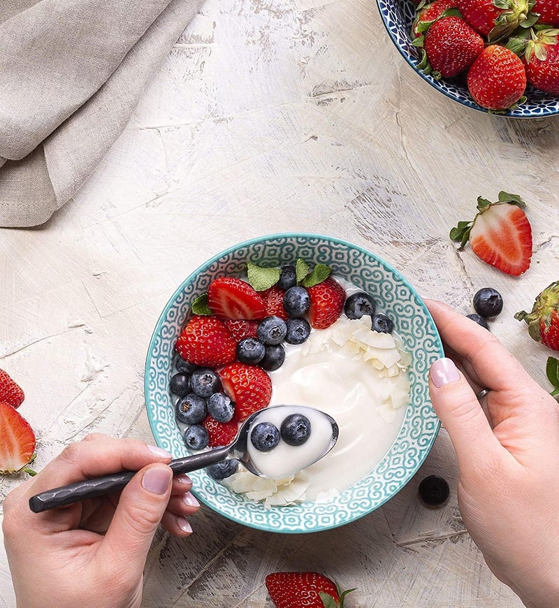 KooK Colorful Bowl Ceramic Porcelain Bowls for Cereal Fruit Vibrant Patterned Multi Color Designs Housewarming Gift and Kitchen Decor for Soup Salad Set of 6 18oz Colorful - Image 5