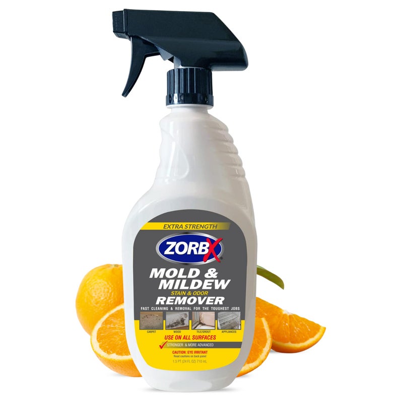 ZORBX Extra Strength Remover & Cleaner Spray 24 FL Oz â€“ Scrub Free Formula - Bleach Free Stain & Smell Eliminator for Shower, Bathroom, Ceiling, Carpet, Cars, Walls & Wood - Image 1
