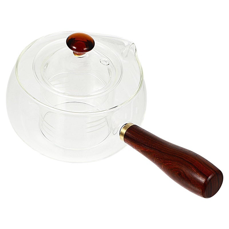 Glass Teapot with Rotating Filter Infuser Handheld Tea Maker for Loose Leaf Brewing - Image 2