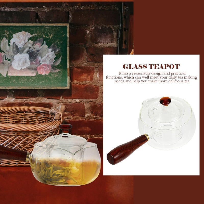 Glass Teapot with Rotating Filter Infuser Handheld Tea Maker for Loose Leaf Brewing - Image 4