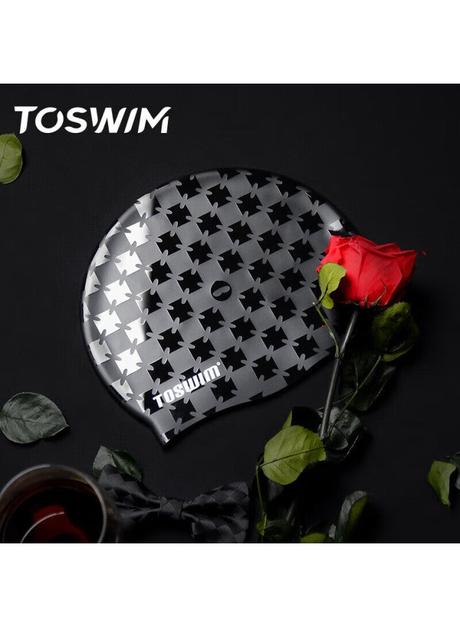 Toswim Swimming Cap For Men And Women, Adult Swim Cap With Long Hair, Waterproof Ear Protection, Comfortable Silicone, King Black - Image 1