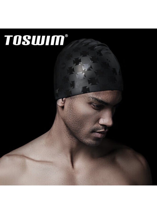 Toswim Swimming Cap For Men And Women, Adult Swim Cap With Long Hair, Waterproof Ear Protection, Comfortable Silicone, King Black - Image 2