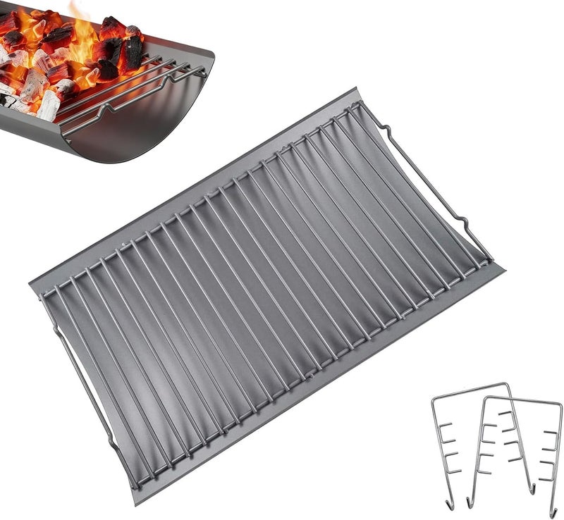 LS'BABQ 20" Ash Pan Charcoal Grill Replacement Parts with 2 PCS Fire Grate Hangers for Chargriller 5050, 5072, 5650, 2123 Charcoal Grills, Aluminized Steel for Chargriller MODEL #200157(20.4" x 12.8") - Image 1