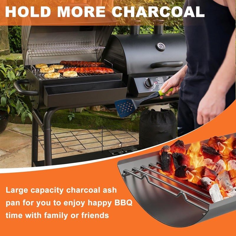 LS'BABQ 20" Ash Pan Charcoal Grill Replacement Parts with 2 PCS Fire Grate Hangers for Chargriller 5050, 5072, 5650, 2123 Charcoal Grills, Aluminized Steel for Chargriller MODEL #200157(20.4" x 12.8") - Image 3