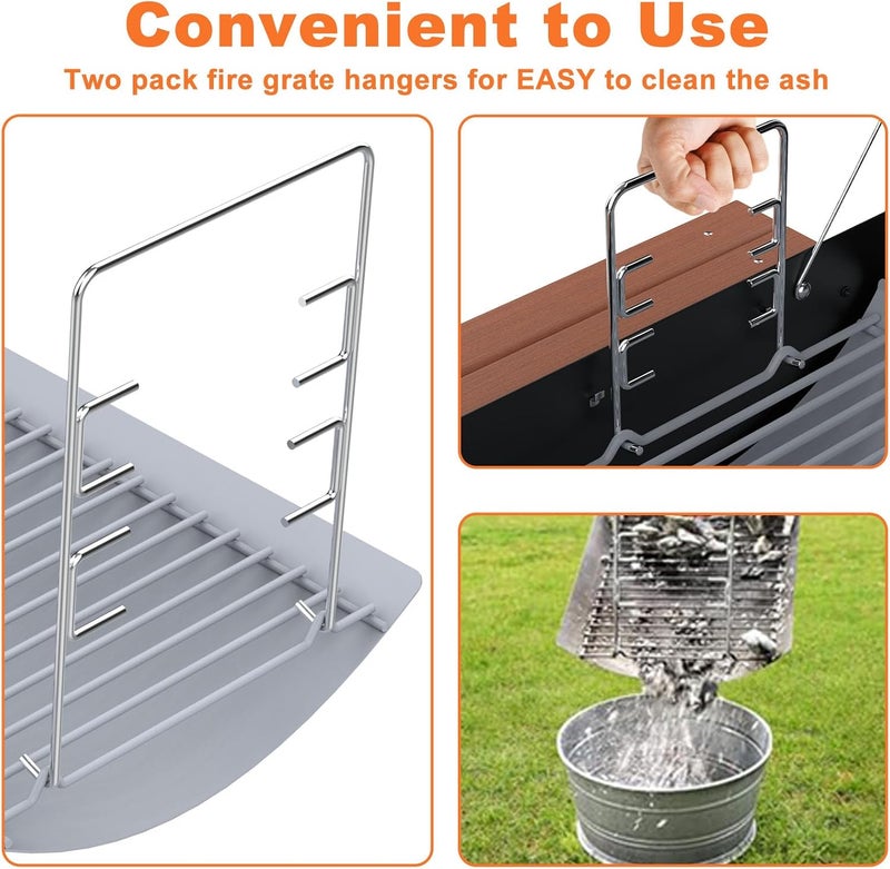 LS'BABQ 20" Ash Pan Charcoal Grill Replacement Parts with 2 PCS Fire Grate Hangers for Chargriller 5050, 5072, 5650, 2123 Charcoal Grills, Aluminized Steel for Chargriller MODEL #200157(20.4" x 12.8") - Image 5