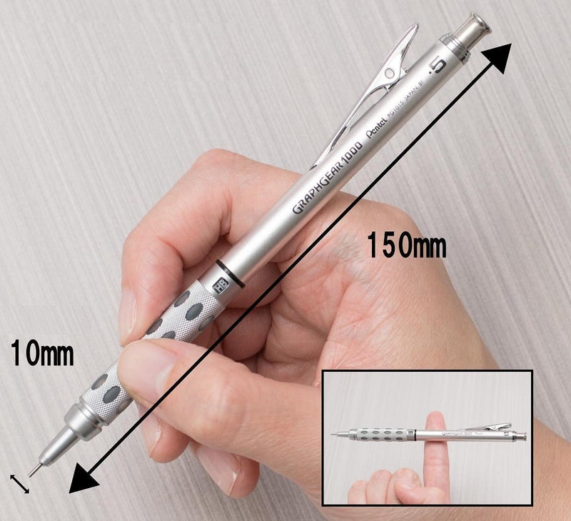 Pentel قلم رصاص ميكانيكي أوتوماتيكي بنتل غراف جير 1000 0.5 مم - يشمل إعادة تعبئة الرصاص والممحاة - Image 2