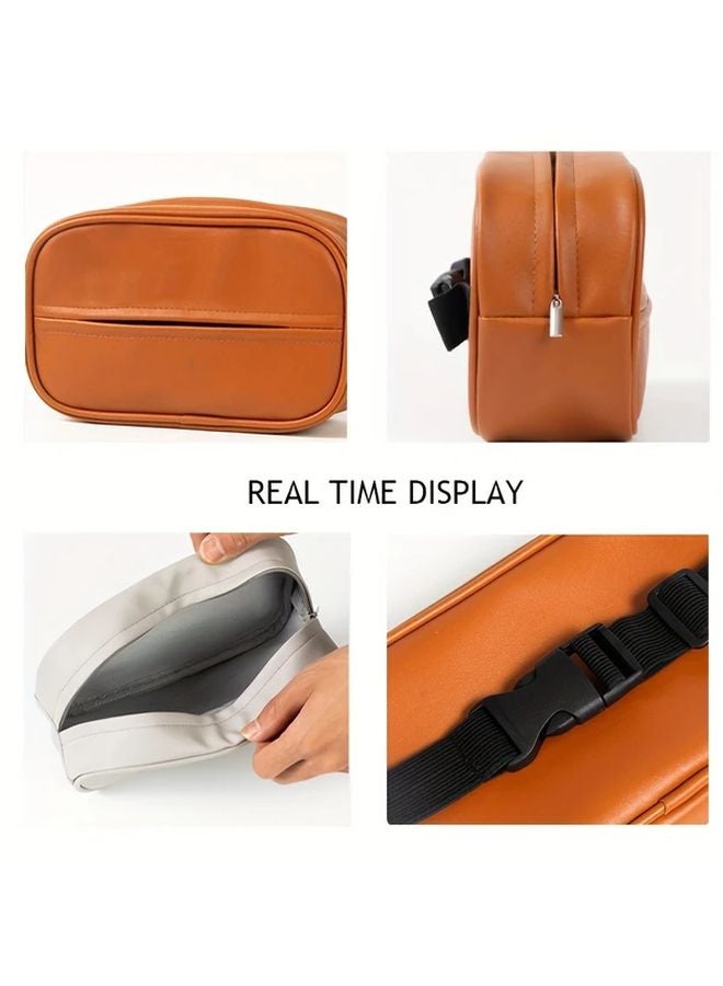 Beige Car Backseat PU Leather Tissue Holder Universal Seatback Hanging Paper Storage Organizer - Image 5