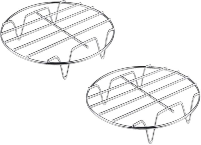 حاملان للأواني من الفولاذ المقاوم للصدأ، رف تبريد للكيك، مصفاة بخار للأواني، مثاليان للخبز والتبريد والتبخير، مناسبان للأواني/الفرن/صواني الخبز/صواني الكيك، قطعتان، 7 بوصة