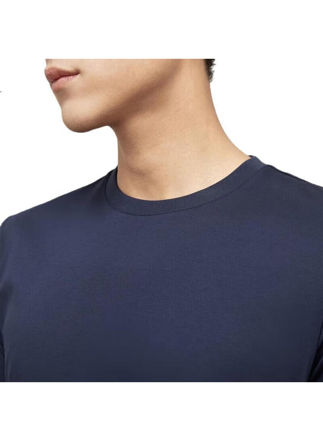YOUNGOR Men'S T-Shirt Summer Young Men'S Business Casual Round Neck Short-Sleeve T-Shirt, Navy Blue, L - Image 2