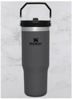 STANLEY IceFlow Flip Straw Water Bottle, 0.88L – Vacuum Insulated, Leakproof & BPA-Free – Keeps Water Cold for 12 Hours – Easy-Carry, Dishwasher Safe Stainless Steel Travel Mug (Charcoal) | Durable & Stylish Hydration Solution for On-The-Go Lifestyle