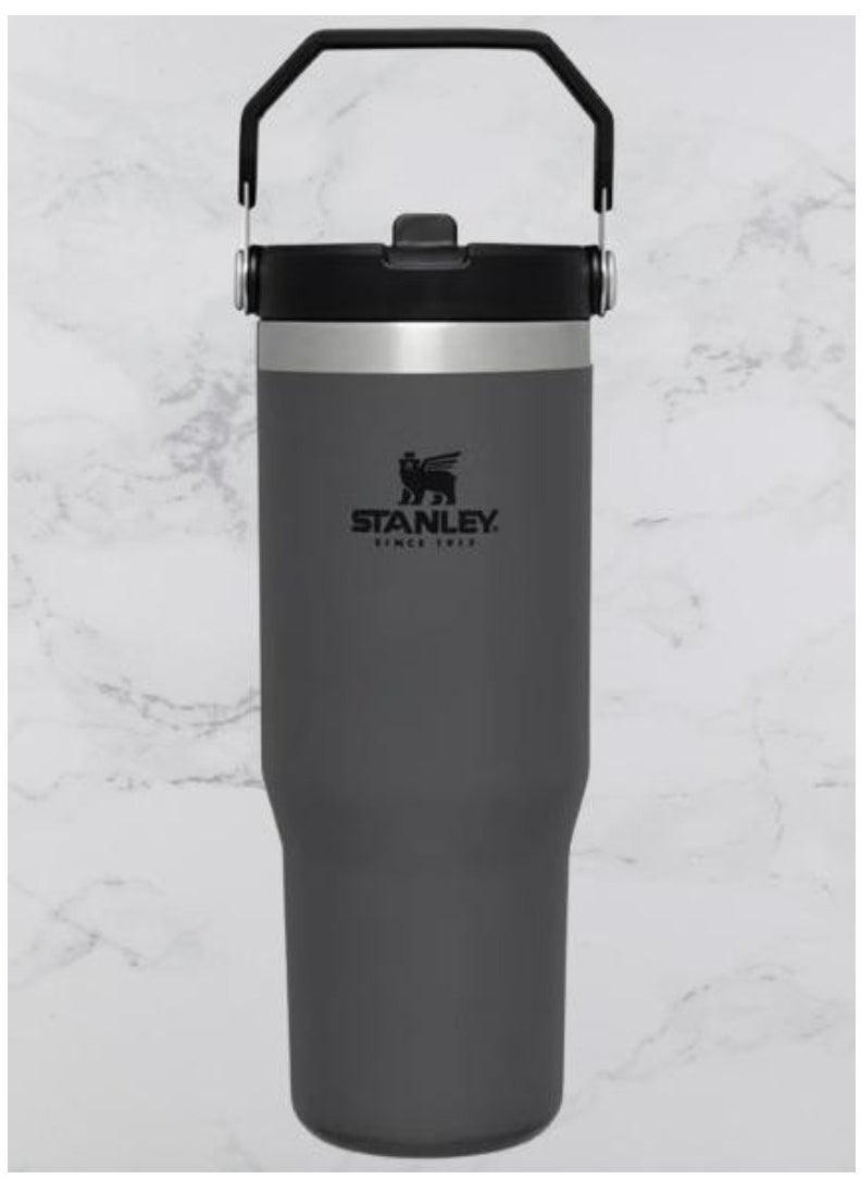 Stanley - STANLEY IceFlow Flip Straw Water Bottle, 0.88L – Vacuum Insulated, Leakproof & BPA-Free – Keeps Water Cold for 12 Hours – Easy-Carry, Dishwasher Safe Stainless Steel Travel Mug (Charcoal) | Durable & Stylish Hydration Solution for On-The-Go Lifestyle - Image 1