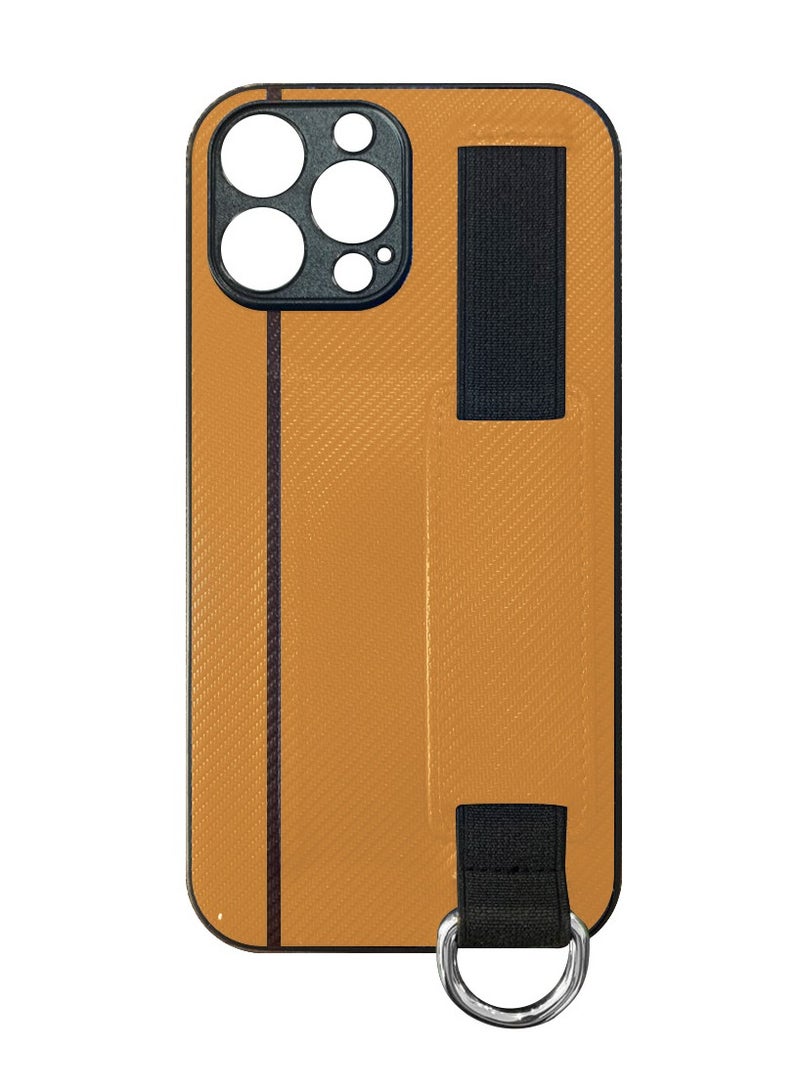 CATANES iPhone 13 Pro Case Cover with Hand Strap Finger Grip Loop and Card Holder Slot Mustard Yellow  - Image 3