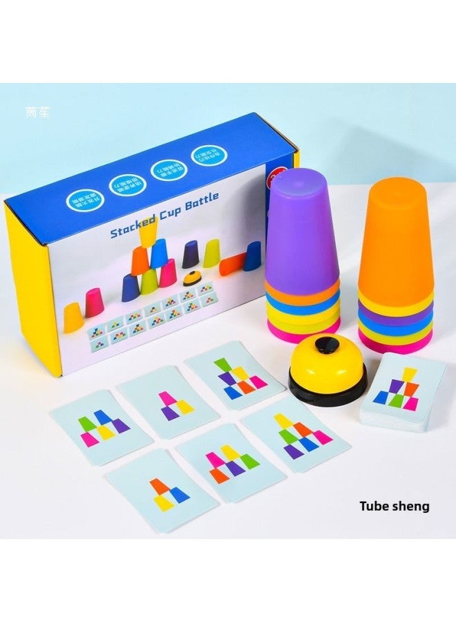ألعاب تدريب الأطفال المصابين بالتوحد والمشاعر الاجتماعية والتعرف على الألوان وركن رياض الأطفال ألعاب التعليم المبكر - اللون: كوب مزدوج التراص + شخصيات صينية سحرية - Image 4