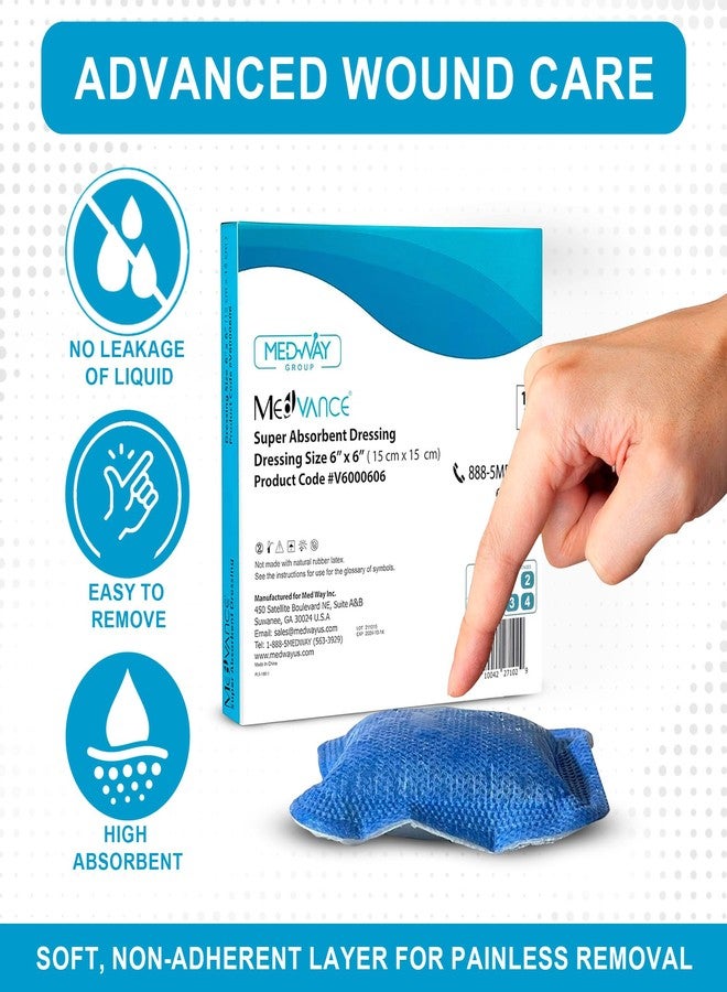 MedVance Super Absorbent Dressing, Non-Adhesive Pads for Wound Care, for Pressure Ulcers & 1st/2nd Degree Burns, Superior Moisture Absorption, Box of 10 dressings (6"x6" Bandage, 5"x5" Pad) - Image 4