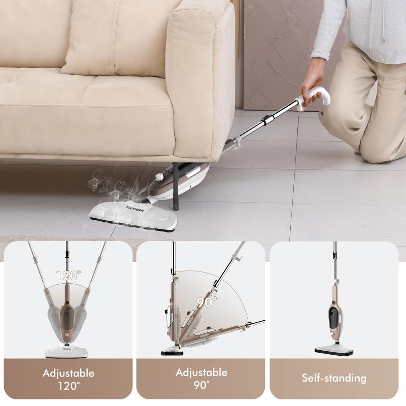 Mxnsewr Steam Mop - All-in-one Powerful Handheld Steam Cleaner Detachable Floor Steamer with 11 Accessories, MultiPurpose Steamer for Hardwood Floors, Clothes,Windows,Tiles,Carpet, Whole Home Use, Rose Gold - Image 5