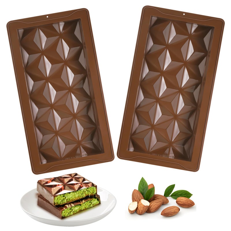 TranRantic Chocolate Mould Silicone Deep, Pack of 2 Silicone Moulds, Chocolate Mould, Reusable Soft Silicone Mould, Chocolate Bar for Chocolate and Sweets - Image 1