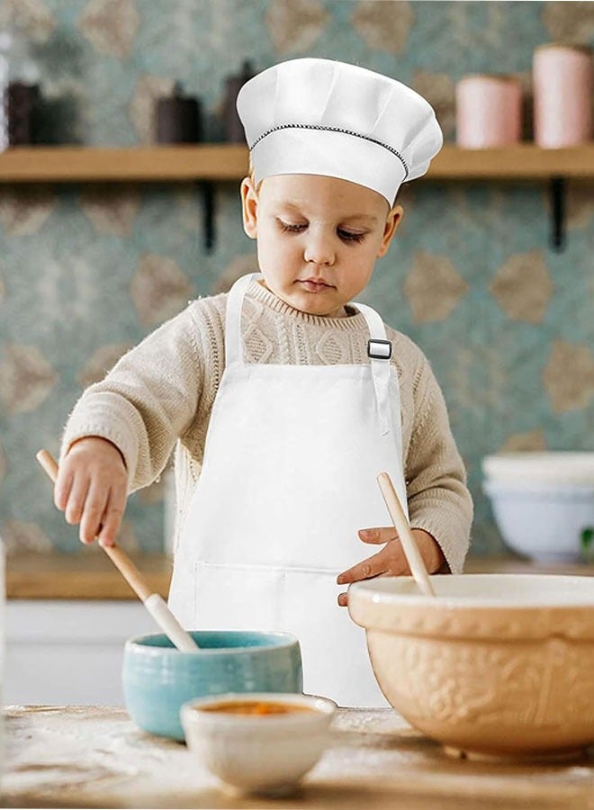 Kids Apron and Chef Hat Set, Adjustable Children Apron with 2 Pockets for Boys Girls, Toddler Chef Apron Kitchen Garden Bib Aprons for Cooking Baking Painting Crafting (7-13 Year)  - Image 3
