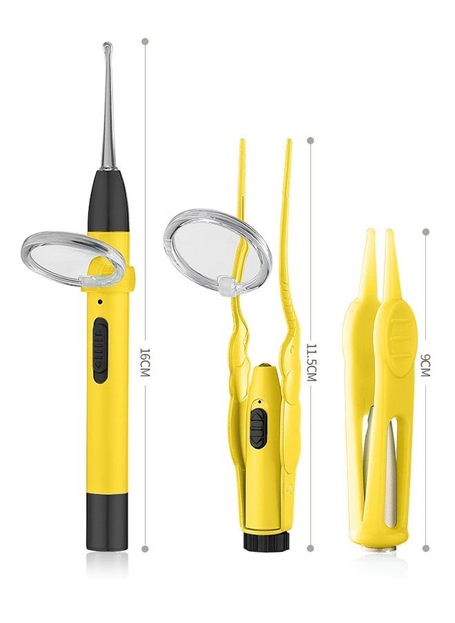 ZCM-HAPPY - 3 Piece Ear Wax Remover Tool Set with LED Light and Magnifying Glass Safe Electric Ear Cleaner for Babies Kids Ear Hygiene Tools Gentle Ear Cleaning Device - Image 1