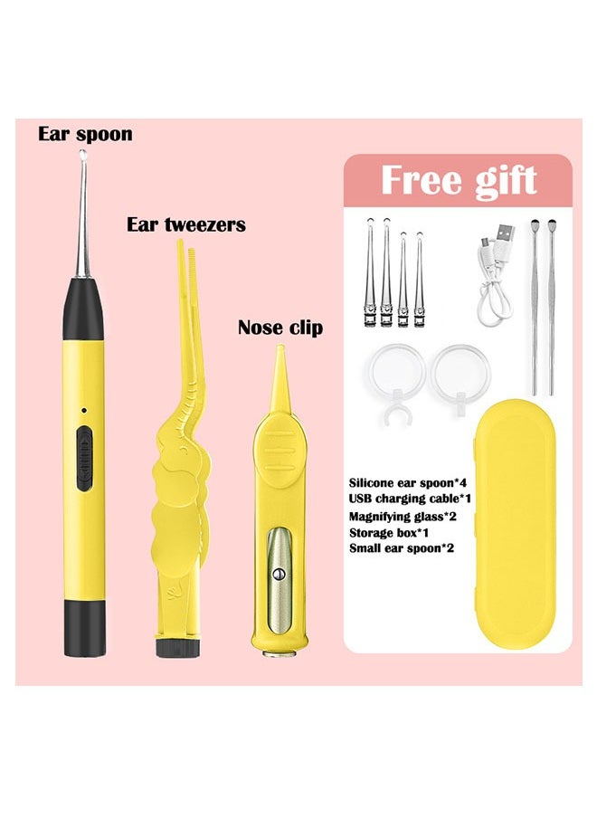 ZCM-HAPPY - 3 Piece Ear Wax Remover Tool Set with LED Light and Magnifying Glass Safe Electric Ear Cleaner for Babies Kids Ear Hygiene Tools Gentle Ear Cleaning Device - Image 1