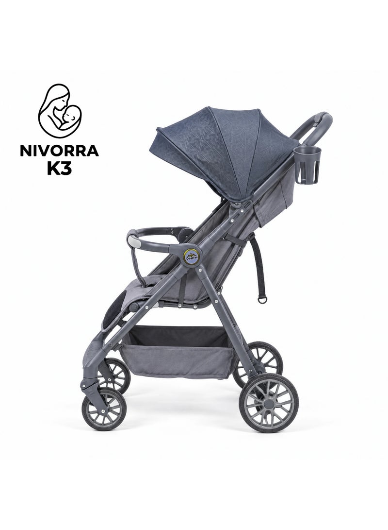 NIVORRA Lightweight Travel Baby Stroller – Compact Foldable Pushchair with Adjustable Seat, Canopy, and Storage Basket for Toddlers and Newborns – APPROVED IN FLIGHT – Nivorra K3 - Image 4