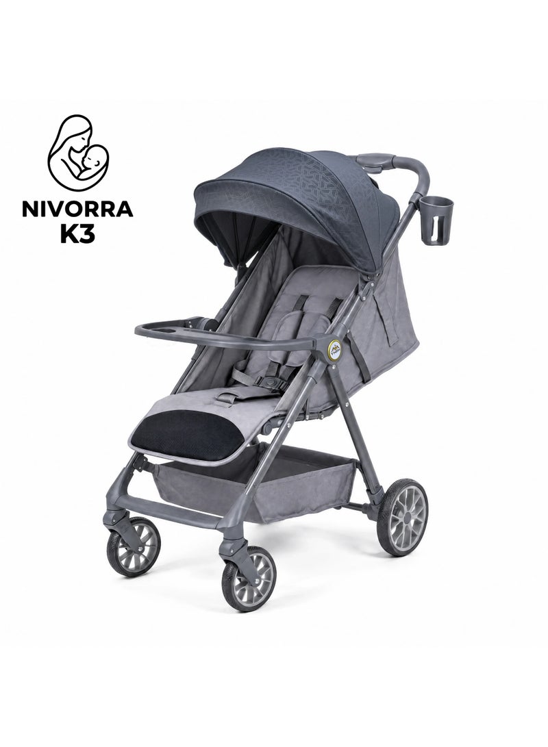 NIVORRA Lightweight Travel Baby Stroller – Compact Foldable Pushchair with Adjustable Seat, Canopy, and Storage Basket for Toddlers and Newborns – APPROVED IN FLIGHT – Nivorra K3 - Image 1