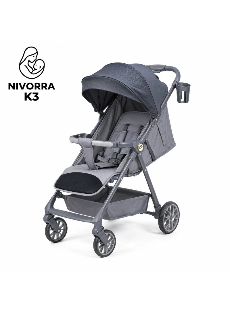 NIVORRA Lightweight Travel Baby Stroller – Compact Foldable Pushchair with Adjustable Seat, Canopy, and Storage Basket for Toddlers and Newborns – APPROVED IN FLIGHT – Nivorra K3 - Image 3