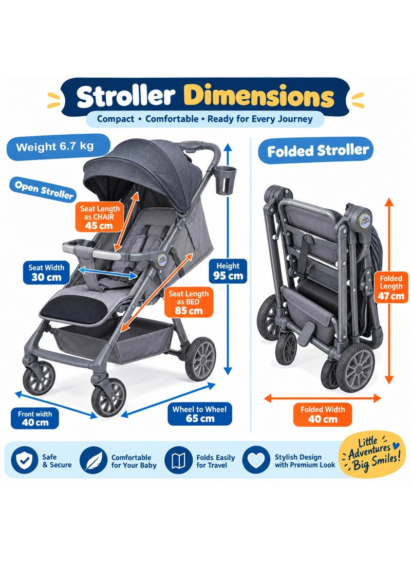 NIVORRA Lightweight Travel Baby Stroller – Compact Foldable Pushchair with Adjustable Seat, Canopy, and Storage Basket for Toddlers and Newborns – APPROVED IN FLIGHT – Nivorra K3 - Image 2