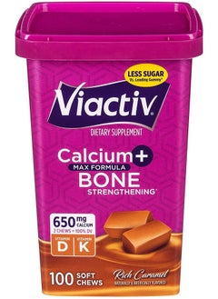 Viactiv Calcium Plus D Soft Chews Caramel 100 Soft Chews Pack Of 2  - Image 1