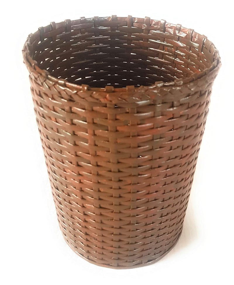 Sonas Creation Paperus Dark Brown Opentop Dustbin Waste Basket Paper Bin Trash Can Standard Size 10 Liter 11 inch Tall EcoFriendly Handmade of Paper Ropes - Image 1