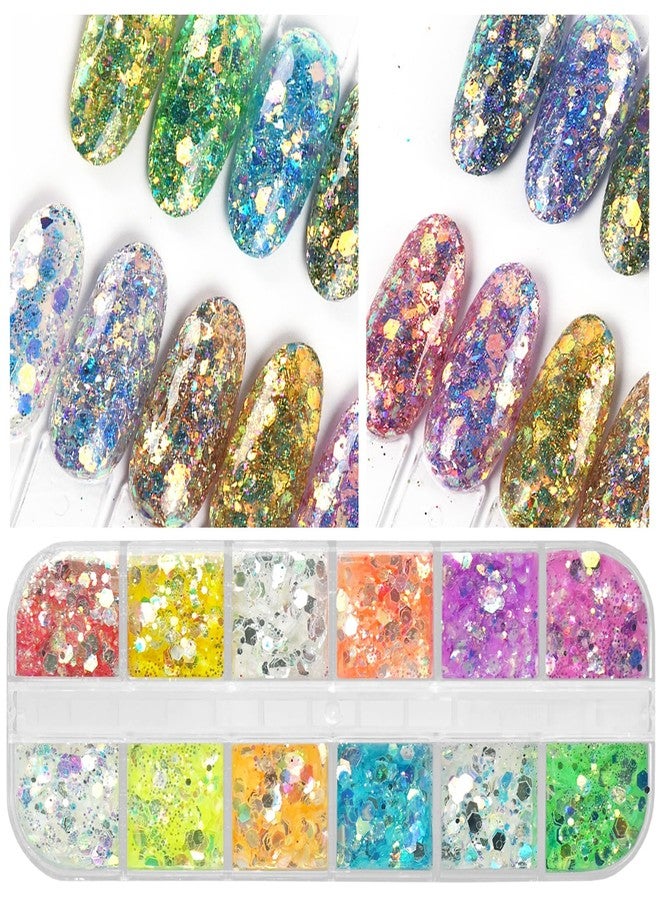 Lifextol 36 Grids Nail Glitter for Nails Art Decoration Kit Nail Charms for Press Nail Design, Butterfly Chunky Glitter Flakes Star Nail Sequins Holographic Nail Foil Glitter-A - Image 3