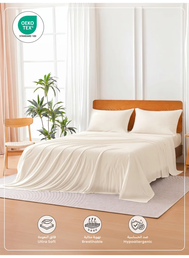Donetella 200 X 200 Cm 4-Piece Super King Bed Sheet Set – Fits 200×200+35 cm – Ultra Soft Brushed Microfiber – Extra Deep Pocket, Secure Elastic All Around – 1 Flat Sheet, 1 Fitted Sheet & 2 Pillowcases, All-Season Comfort – Wrinkle & Fade Resistant, Hypoallergenic  | Best Price UAE