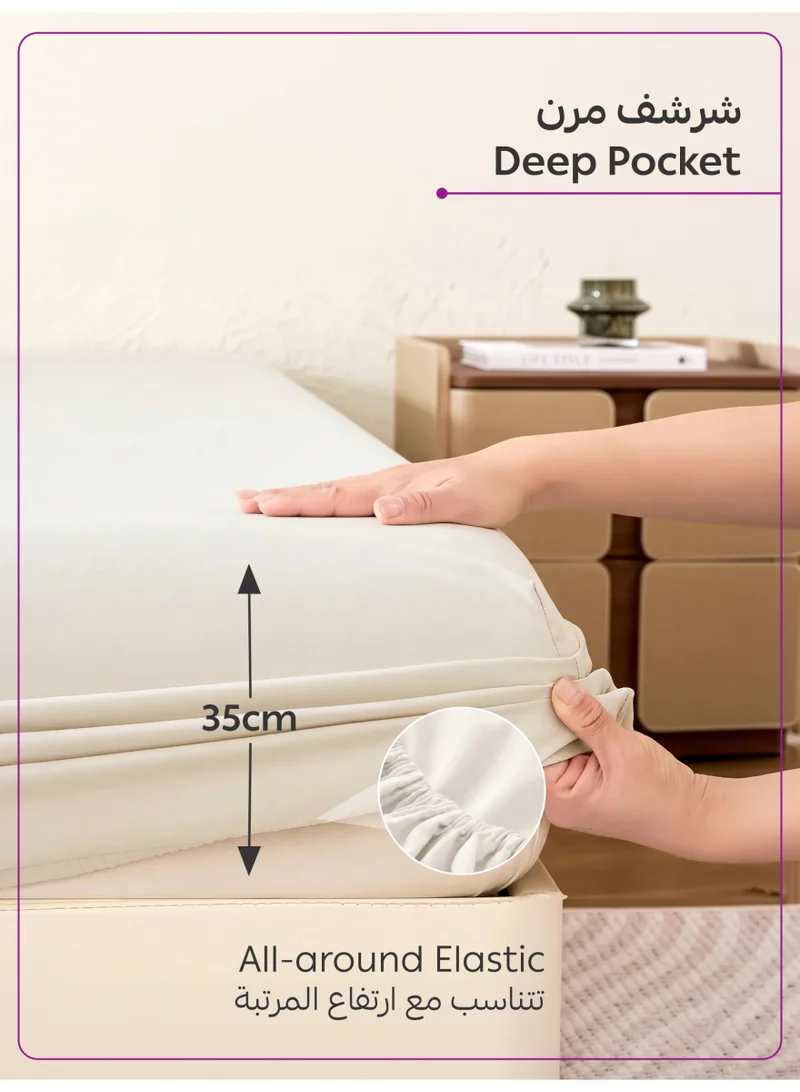 Donetella 200 X 200 Cm 4-Piece Super King Bed Sheet Set – Fits 200×200+35 cm – Ultra Soft Brushed Microfiber – Extra Deep Pocket, Secure Elastic All Around – 1 Flat Sheet, 1 Fitted Sheet & 2 Pillowcases, All-Season Comfort – Wrinkle & Fade Resistant, Hypoallergenic  | Best Price UAE