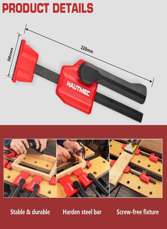 HAUTMEC مشبك تثبيت سريع الفتح من HAUTMEC، مقاس 3/4 بوصة، مناسب لثقوب تثبيت بقطر 19 مم، قوة تثبيت 170 رطلاً، مشبك تثبيت قابل للتعديل لأعمال النجارة والتجميع واللصق، عبوة من قطعتين - HT0276 - Image 2
