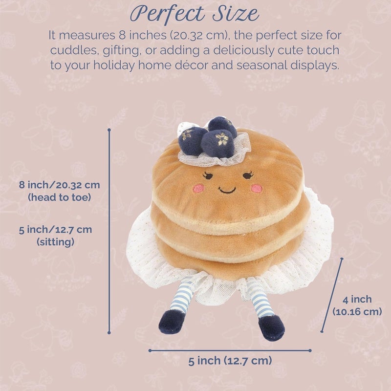 MON AMI Pretty Pancake Plush Toy | Kawaii Food Plushie with Blueberries | 7” Breakfast Stack Pancake Doll for Kids | Christmas Stuffed Toy for Girls & Boys | Cute Seasonal Home Décor - Image 4