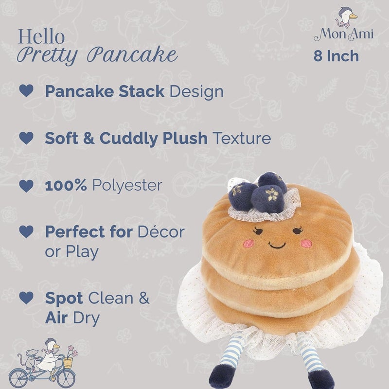 MON AMI Pretty Pancake Plush Toy | Kawaii Food Plushie with Blueberries | 7” Breakfast Stack Pancake Doll for Kids | Christmas Stuffed Toy for Girls & Boys | Cute Seasonal Home Décor - Image 3
